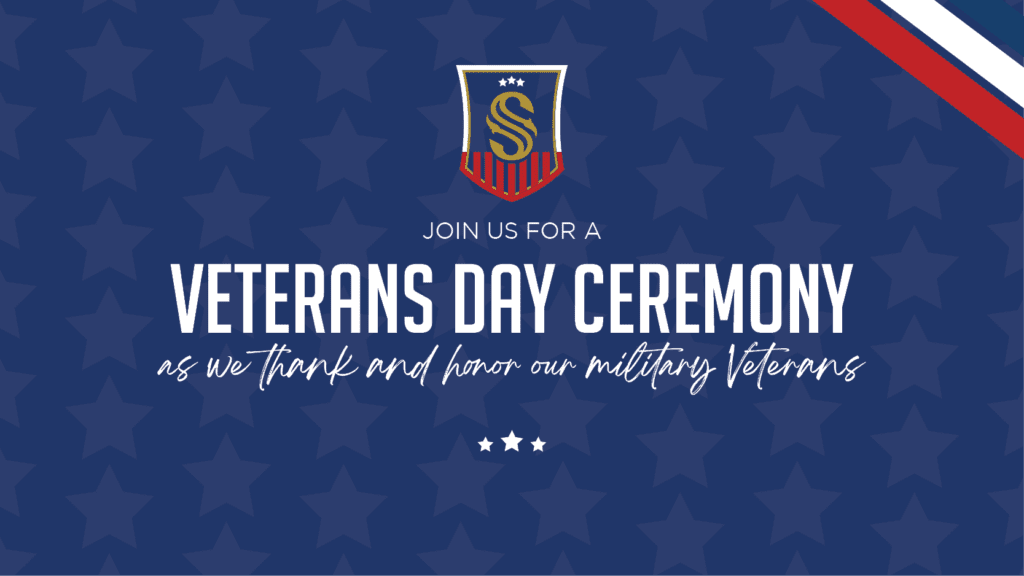 Red white and Blue Graphic about Veterans Day